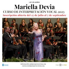 Últimos días para formalizar la preinscripción en el curso de Interpretación Vocal Mariella Devia