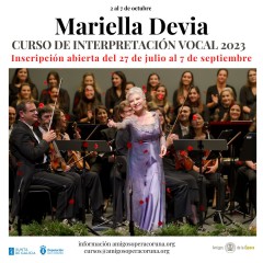 Este jueves se abre el plazo de pre- inscripción para el curso de interpretación vocal de Mariella Devia